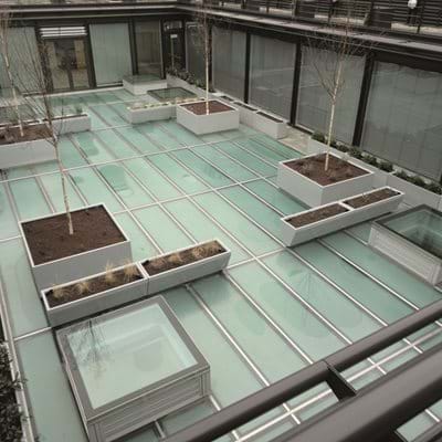 Bespoke Roof Garden on Suspended Glass Roof